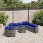 Set mobilier de grădină cu perne, 10 piese, gri, poliratan GartenMobel Dekor