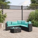 Set mobilier de grădină cu perne, 6 piese, negru, poliratan GartenMobel Dekor