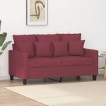 Canapea cu 2 locuri, roșu vin, 120 cm, material textil GartenMobel Dekor