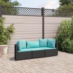 Set mobilier de grădină cu perne, 3 piese, negru, poliratan GartenMobel Dekor