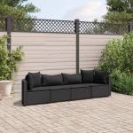 Set mobilier de grădină cu perne, 4 piese, negru, poliratan GartenMobel Dekor