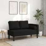 Șezlong cu perne, negru, material textil GartenMobel Dekor