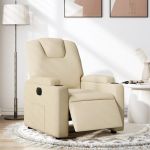 Fotoliu rabatabil electric, crem, material textil GartenMobel Dekor