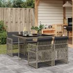 Set mobilier de grădină cu perne, 5 piese, gri, poliratan GartenMobel Dekor