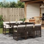 Set mobilier de grădină cu perne, 7 piese, maro, poliratan GartenMobel Dekor