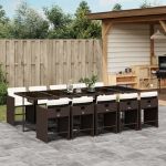 Set mobilier de grădină cu perne, 11 piese, maro, poliratan GartenMobel Dekor