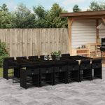 Set mobilier de grădină cu perne, 13 piese, negru, poliratan GartenMobel Dekor