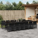 Set mobilier de grădină cu perne, 13 piese, negru, poliratan GartenMobel Dekor