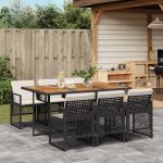 Set mobilier de grădină cu perne, 7 piese, negru, poliratan GartenMobel Dekor