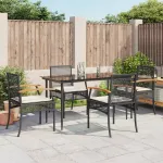 Set mobilier de grădină cu perne, 5 piese, negru, poliratan GartenMobel Dekor