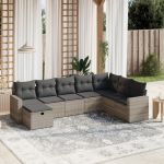 Set mobilier de grădină cu perne, 8 piese gri deschis poliratan GartenMobel Dekor