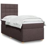 Pat box spring cu saltea, maro închis, 90x190 cm, textil GartenMobel Dekor