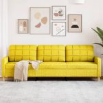 Canapea cu 3 locuri, galben deschis, 210 cm, material textil GartenMobel Dekor