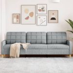Canapea cu 3 locuri, gri deschis, 210 cm, material textil GartenMobel Dekor