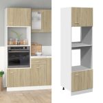 Dulap cuptor microunde, stejar Sonoma, 60 x 57 x 207 cm, PAL GartenMobel Dekor