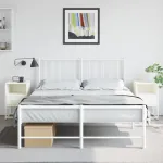 Noptiere, 2 buc., alb, 36x39x60,5 cm, oțel GartenMobel Dekor