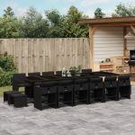 Set mobilier de grădină cu perne, 17 piese, negru, poliratan GartenMobel Dekor