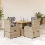 Set mobilier de grădină cu perne, 5 piese, bej, poliratan GartenMobel Dekor