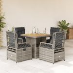Set mobilier de grădină cu perne, 5 piese, gri, poliratan GartenMobel Dekor