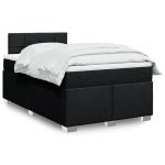 Pat box spring cu saltea, negru, 120x190 cm, catifea GartenMobel Dekor