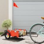 Remorcă de bicicletă, portocaliu, textil oxford și fier GartenMobel Dekor