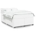 Pat box spring cu saltea, alb, 140x200 cm, piele ecologică GartenMobel Dekor