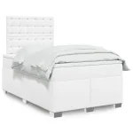 Pat box spring cu saltea, alb, 120x200 cm, piele ecologică GartenMobel Dekor
