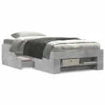 Cadru de pat, gri beton, 90x200 cm, lemn prelucrat GartenMobel Dekor