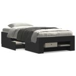 Cadru de pat, negru, 75x190 cm, lemn prelucrat GartenMobel Dekor