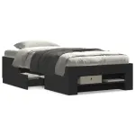 Cadru de pat, negru, 75x190 cm, lemn prelucrat GartenMobel Dekor