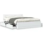 Cadru de pat cu tăblie, alb, 160x200 cm, lemn prelucrat GartenMobel Dekor