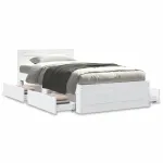 Cadru de pat cu tăblie, alb, 100x200 cm, lemn prelucrat GartenMobel Dekor