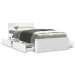 Cadru de pat cu tăblie, alb, 75x190 cm, lemn prelucrat GartenMobel Dekor