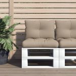 Perne de paleți, 2 buc., gri taupe, material textil GartenMobel Dekor