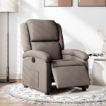 Fotoliu rabatabil electric, gri taupe, material textil GartenMobel Dekor