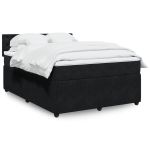 Pat box spring cu saltea, negru, 140x190 cm, catifea GartenMobel Dekor