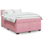 Pat box spring cu saltea, roz, 140x200 cm, catifea GartenMobel Dekor