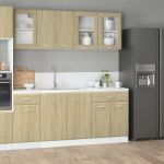Set dulapuri de bucătărie 4 piese stejar sonoma, lemn prelucrat GartenMobel Dekor