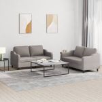 Set de canapea cu perne, 2 piese, gri taupe, material textil GartenMobel Dekor