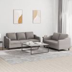 Set de canapea cu perne, 2 piese, gri taupe, material textil GartenMobel Dekor