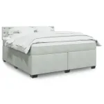 Pat box spring cu saltea, gri deschis, 180x200 cm, catifea GartenMobel Dekor