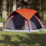 Cabină cort de camping 4 persoane gri și portocaliu impermeabil GartenMobel Dekor
