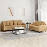 Set de canapele cu perne, 2 piese, maro, catifea GartenMobel Dekor