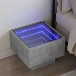 Noptieră cu LED infinity, gri beton, 40x40x30 cm GartenMobel Dekor