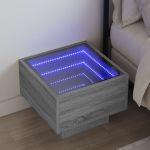 Noptieră cu LED infinity, gri sonoma, 40x40x30 cm GartenMobel Dekor