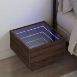 Noptieră cu LED infinity, stejar maro, 40x40x30 cm GartenMobel Dekor