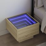 Noptieră cu LED infinity, stejar sonoma, 40x40x30 cm GartenMobel Dekor