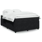 Pat box spring cu saltea, negru, 140x190 cm, catifea GartenMobel Dekor