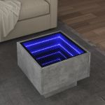 Masă laterală cu LED, gri beton, 40x40x30 cm, lemn prelucrat GartenMobel Dekor