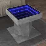 Măsuță de cafea cu LED, gri beton, 50x50x45 cm, lemn prelucrat GartenMobel Dekor
